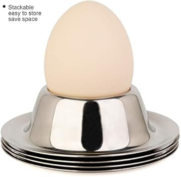 Stainless Steel Egg Cup Holder Set with Spoon for Soft Boiled Egg Holder Tableware Kitchen Tools | Amazon (US)