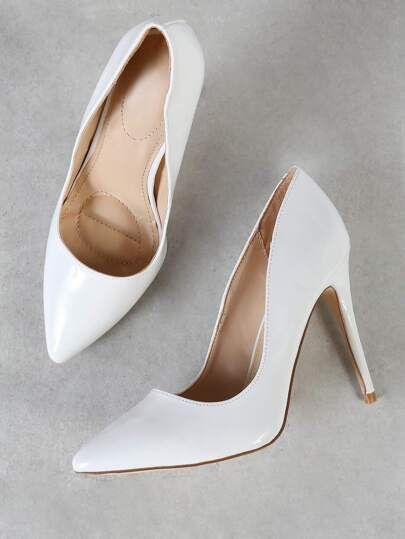 Patent Pointy Toe Stiletto Heels WHITE | SHEIN