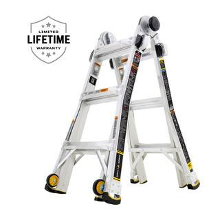 14 ft. Reach Aluminum Multi-Position Ladder, 375 lbs. Load Capacity Type 1AA Duty Rating | The Home Depot