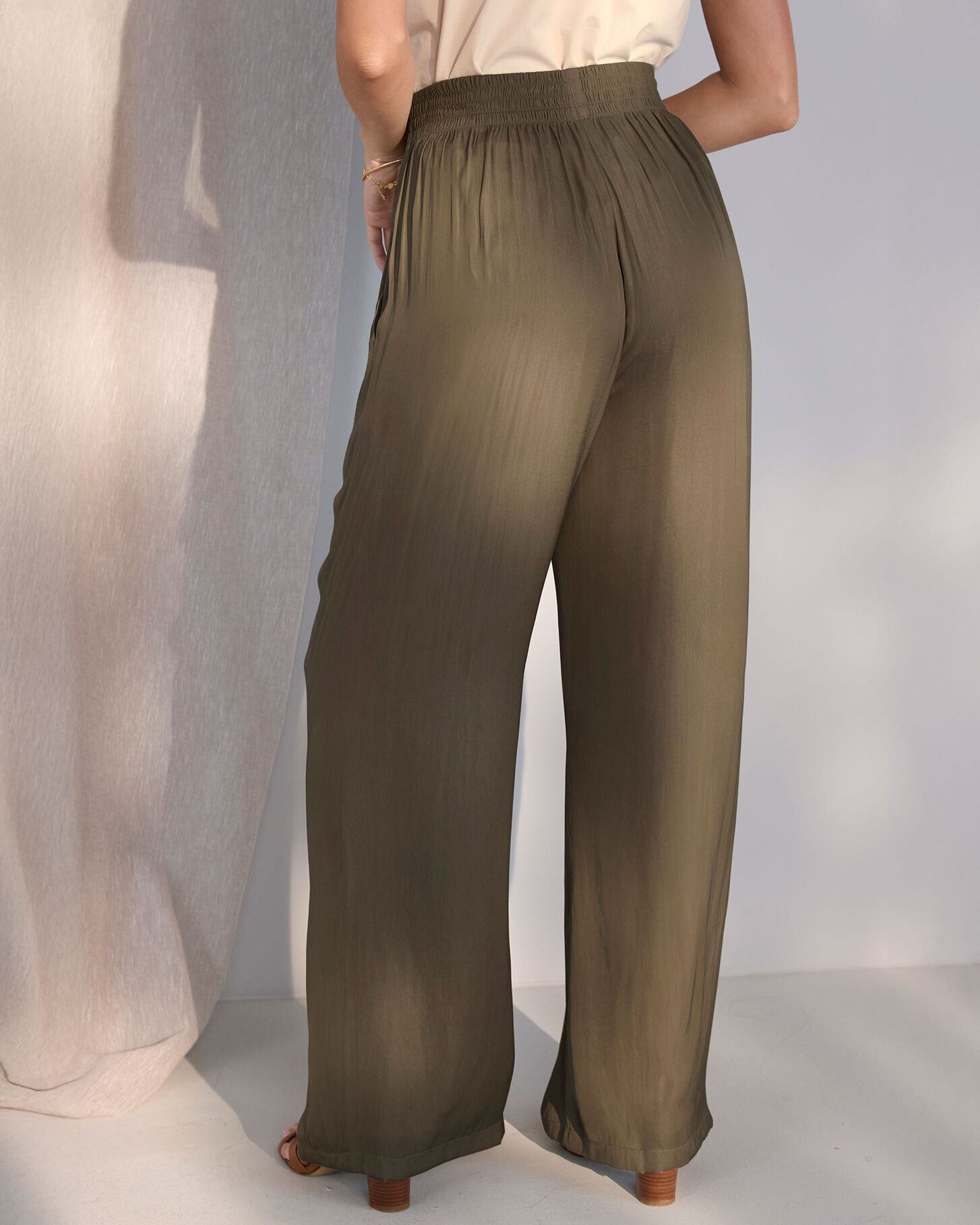 Wide Leg Satin Trousers (31" Inside Leg) | Cotton Traders (UK)