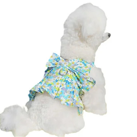 Pet cloths Dog Dress Bow Tie Harness Leash Set for Small Dogs Cats Girl Cute Princess Dog Dresses Spring Summer Rabbit Clothes Pet Outfits - XS | Walmart (US)