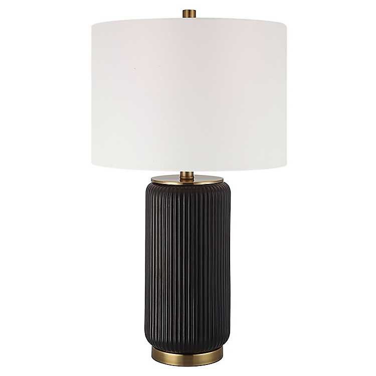 New! Black Ceramic Ribbed Table Lamp | Kirkland's Home