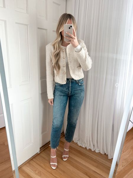 Office outfit of the day ☀️
Wearing size 26 in jeans & small in blazer, heels fit true to size.

Spring outfit
Blue jeans
Workwear

#LTKfindsunder100 #LTKstyletip #LTKworkwear