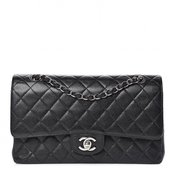 CHANEL Caviar Quilted Medium Double Flap Black | Fashionphile