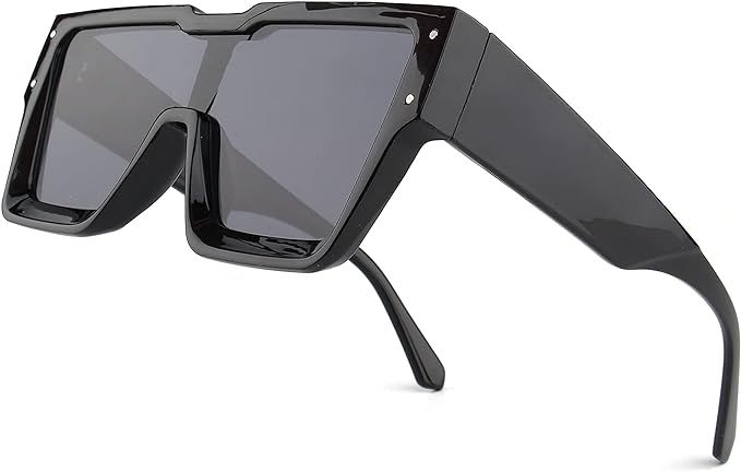 Oversized Sunglasses for Women Men Trendy Square Sun Glasses One Piece Lens Big Sunglasses | Amazon (US)
