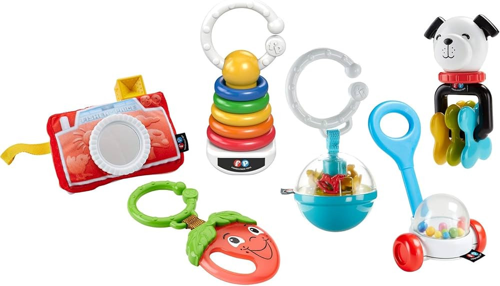 Fisher-Price Tiny Take-Alongs Gift Set, 6 activity toys for baby to rattle and teethe | Amazon (US)