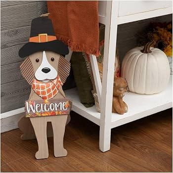Hobby Lobby Fall Dog Wooden Welcome Sign, Black Brown Orange | Amazon (US)