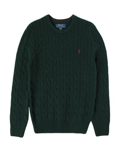 Polo Ralph Lauren Cable-knit Wool-blend Sweater Kid Boy Sweater Dark green Size 10 Wool, Cashmere | YOOX (US)