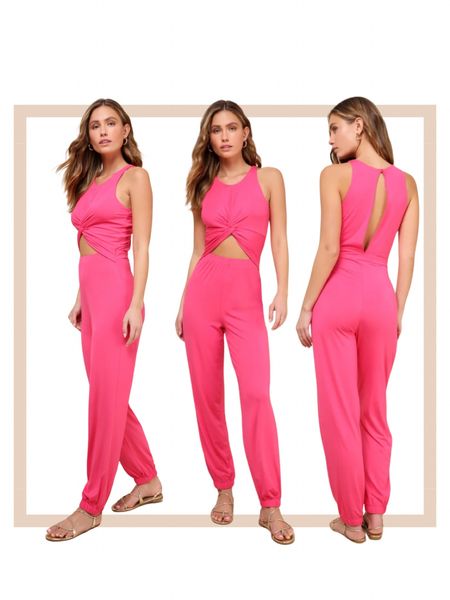 Hot pink twist front cutout jogger jumpsuit 

#LTKstyletip #LTKFestival #LTKfindsunder100