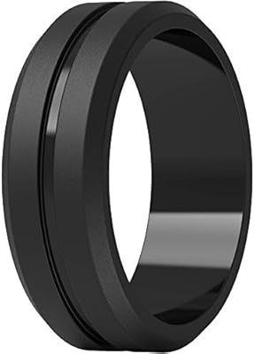 Amazon.com : ThunderFit Silicone Wedding Ring for Men - 1 Ring (Black, 9.5-10 (19.8mm)) : Sports ... | Amazon (US)