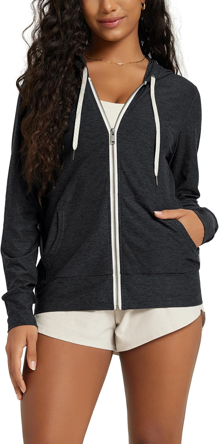 ODODOS Women's Full-Zip Hoodie - odSTRATUM Tech Ultra Soft Outfit UPF 50+ Performance Hooded Jacket with Pockets | Amazon (US)