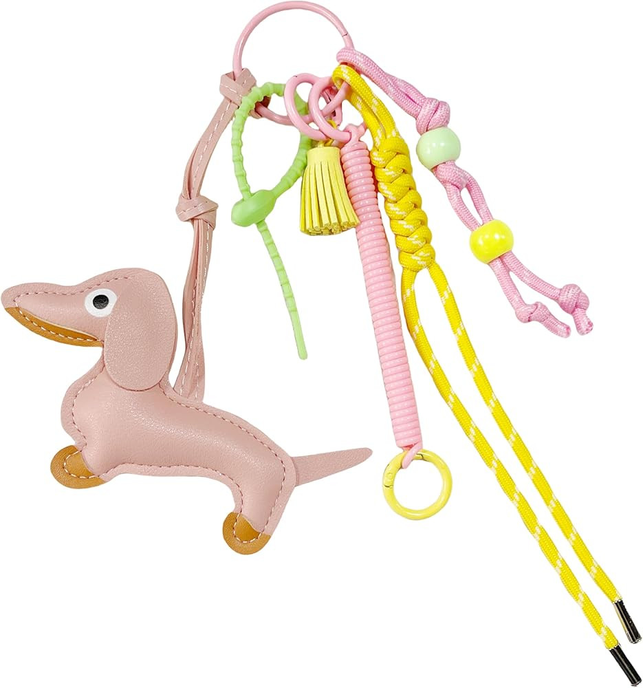 QTMY Keychain Bag Charms for Bogg Bag Accessories Purse Handbang Backpack,256Pink Leather Puppy | Amazon (US)