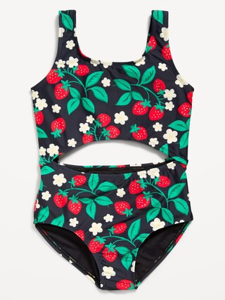 Printed Cutout One-Piece Swimsuit for Girls | Old Navy (CA)