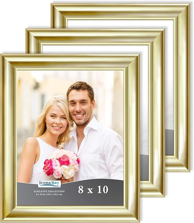 Icona Bay 8x10 Picture Frames (Gold, 3 Pack), Contemporary Photo Frames 8 x 10, Wall Mount or Tab... | Amazon (US)