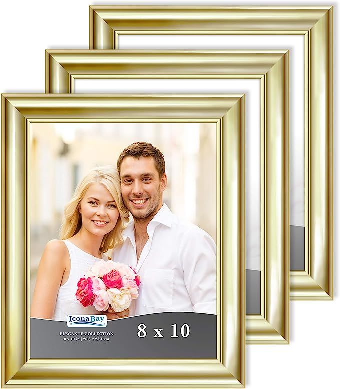 Icona Bay 8x10 Picture Frames (Gold, 3 Pack), Contemporary Photo Frames 8 x 10, Wall Mount or Tab... | Amazon (US)