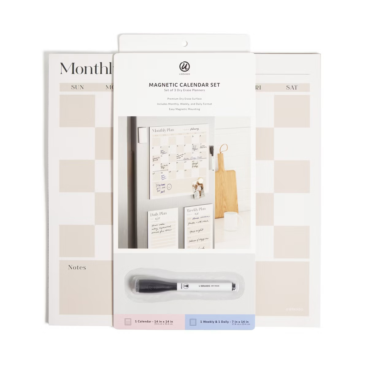 U Brands Vinyl Magnetic Calendar Planner Value Pack for Fridge Checkerboard: Wall Calendar & Offi... | Target