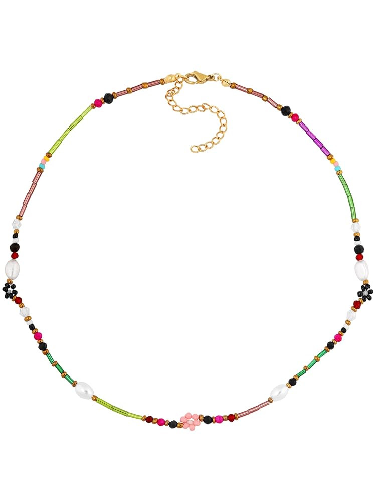 Sacina Colorful Bead Choker Flower Choker, Hippie Y2k Summer Necklace, Christmas Jewelry Gift for... | Amazon (US)