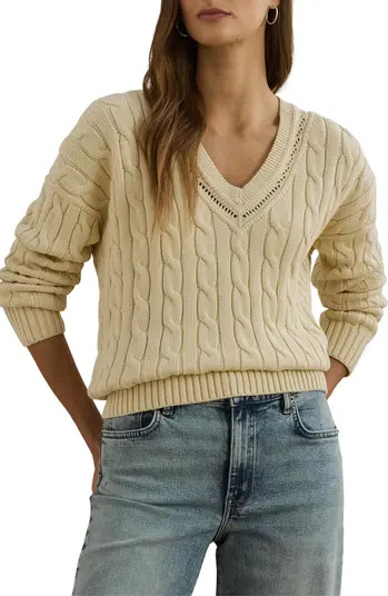 Lauren Ralph Lauren Pointelle & Cable Knit Cricket Sweater | Nordstrom | Nordstrom