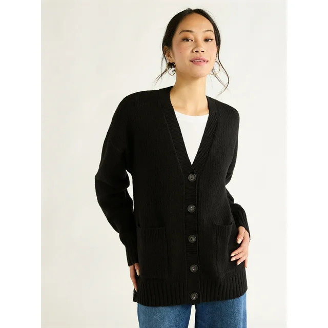 Free Assembly Women’s Grandpa Cardigan Sweater with Long Sleeves, Heavyweight, Sizes XS-XXL - W... | Walmart (US)