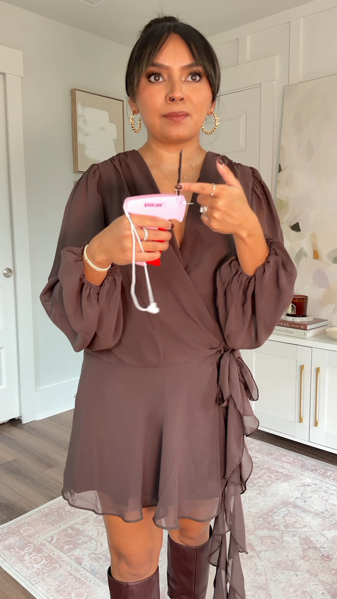 Date night outfit!
Brown dark coffee wrap mini dress size xs petite TTS - use code AFFLEECE for an extra 15% off through 10/13
Brown spiced pecan color boots size 5.5 TTS



#LTKSaleAlert #LTKPetite #LTKStyleTip