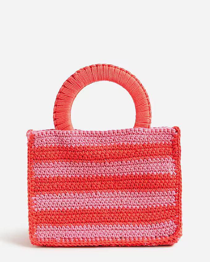 Hand-crocheted rectangle bag in stripe | J. Crew US