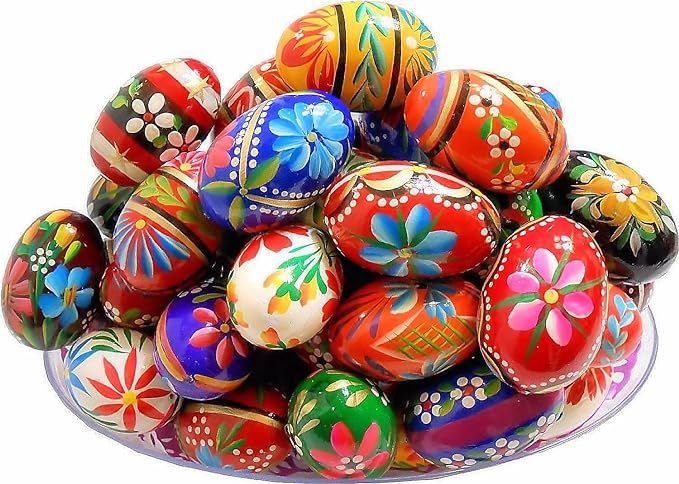 Polish Easter Handpainted Wooden Eggs (Pisanki), Set of 6 Medium Eggs | Amazon (US)