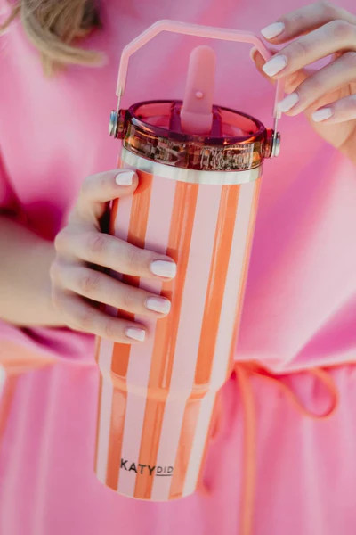 Pink and Orange Striped 30 Oz Tumbler Cup | Katydid