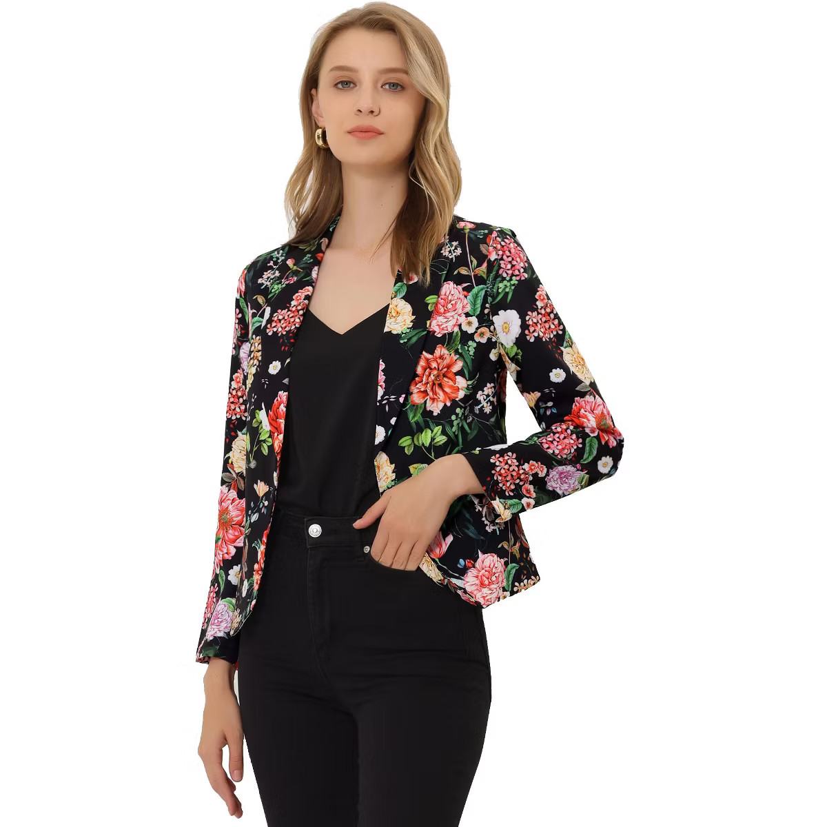 Allegra K Women's Open Front Office Work Long Sleeve Suit Blazer | Target