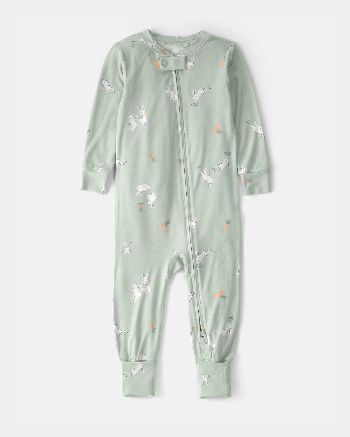 Baby Easter Bunny PurelySoft 2-Way Zip 1-Piece Pajama - Green | Carter's | Carter's Inc