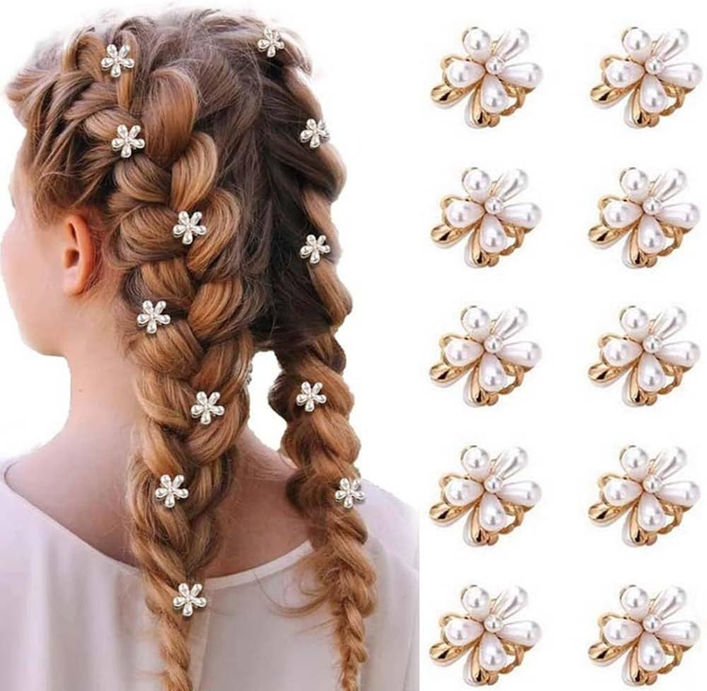 10 Pcs Pearl Mini Claw Clips Daisy Floral Hair Clips, Sweet Artificial Bangs Clips Decorative, De... | Amazon (US)