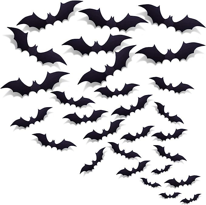 3D Bats Wall Decal Halloween Decorative Scary Bats Wall Sticker, DIY Halloween Party Supplies Hom... | Amazon (US)
