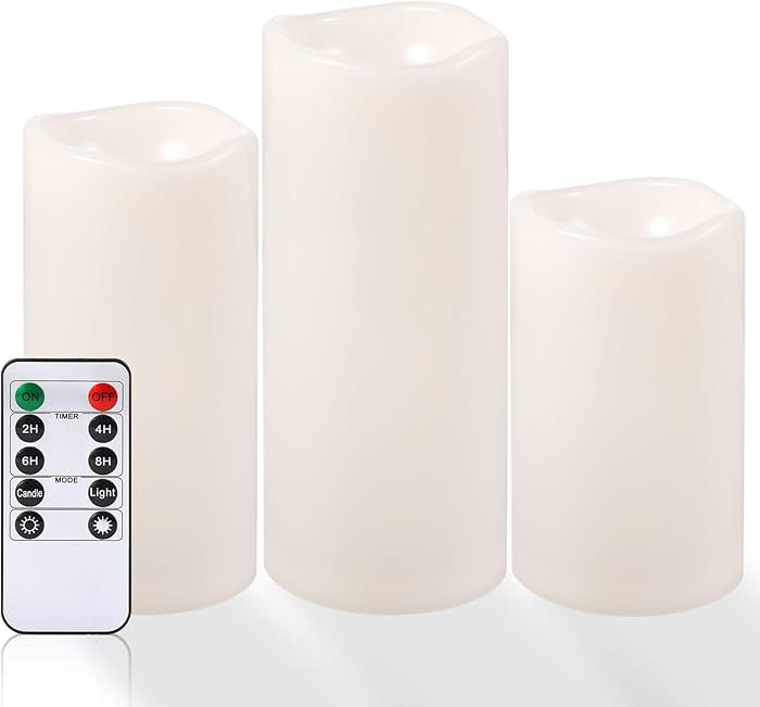 NURADA Large Waterproof Flameless Candles 6" 8" 10" x 4" - Outdoor Indoor LED Pillar Flickering C... | Amazon (US)