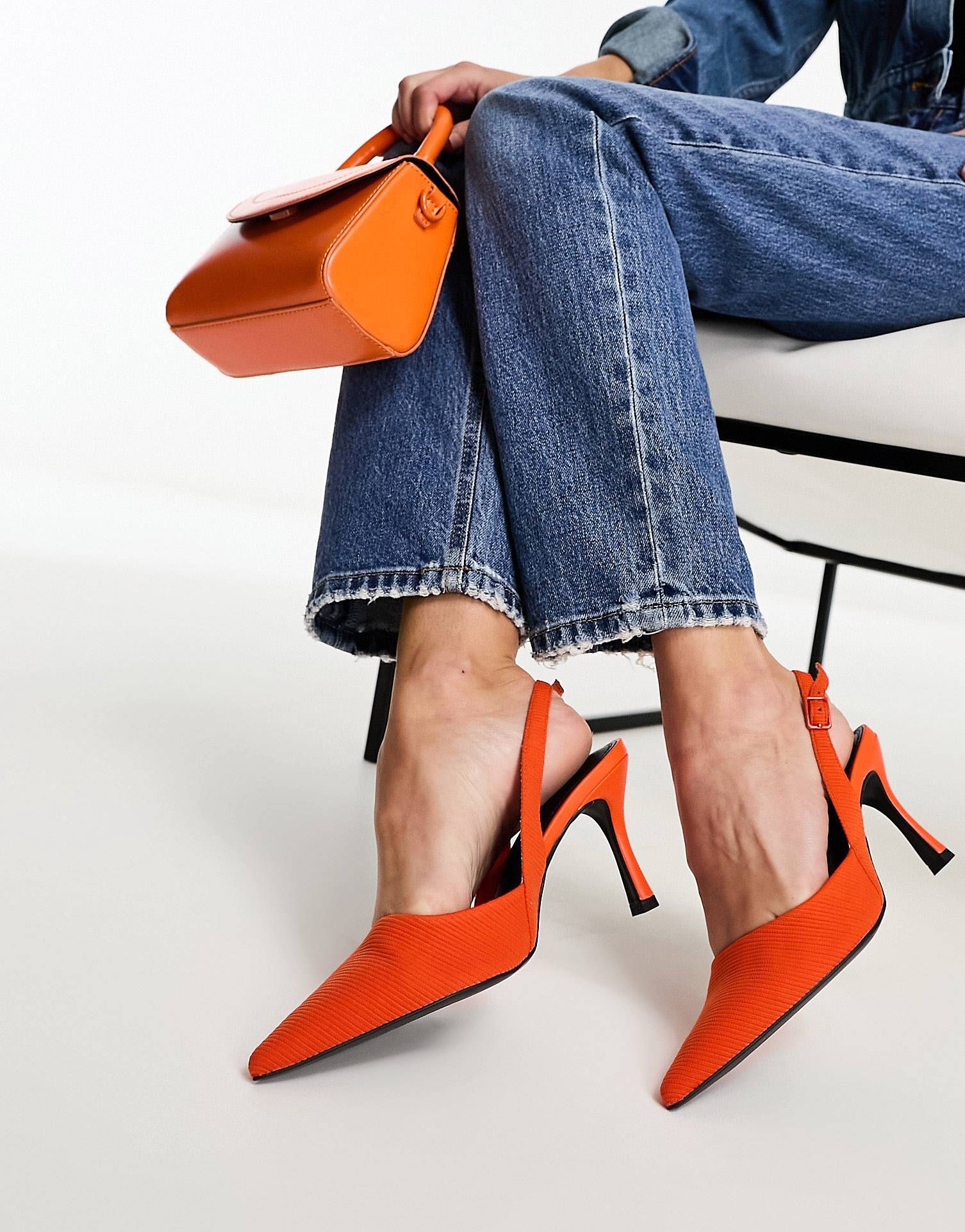 ASOS DESIGN Samber slingback stiletto heels in orange | ASOS (Global)