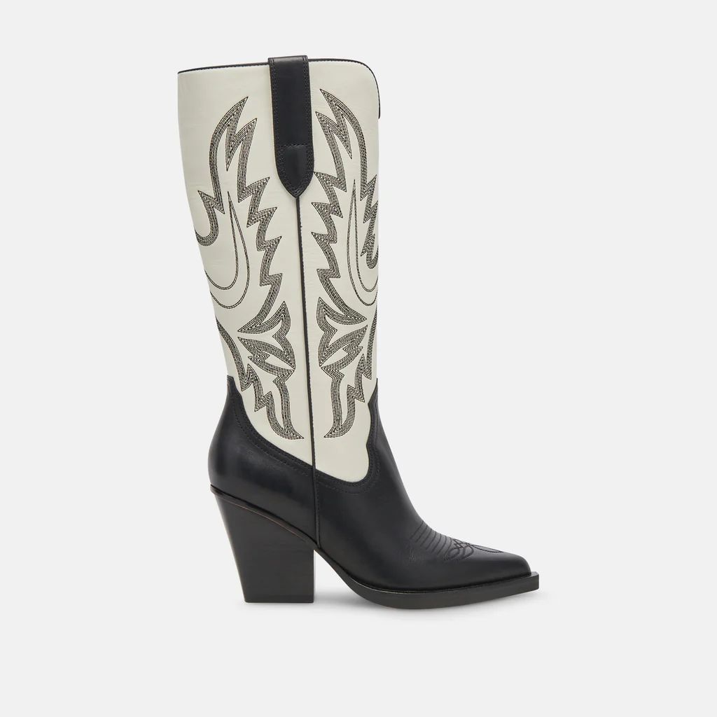 BLANCH BOOTS BLACK WHITE LEATHER | DolceVita.com
