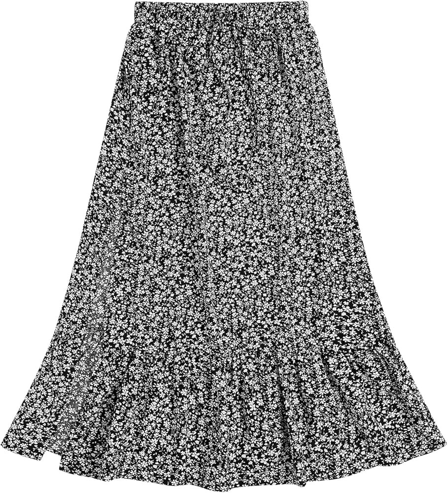 Milumia Women's Boho Vintage Floral Print Tie Waist A Line Maxi Skirts | Amazon (US)