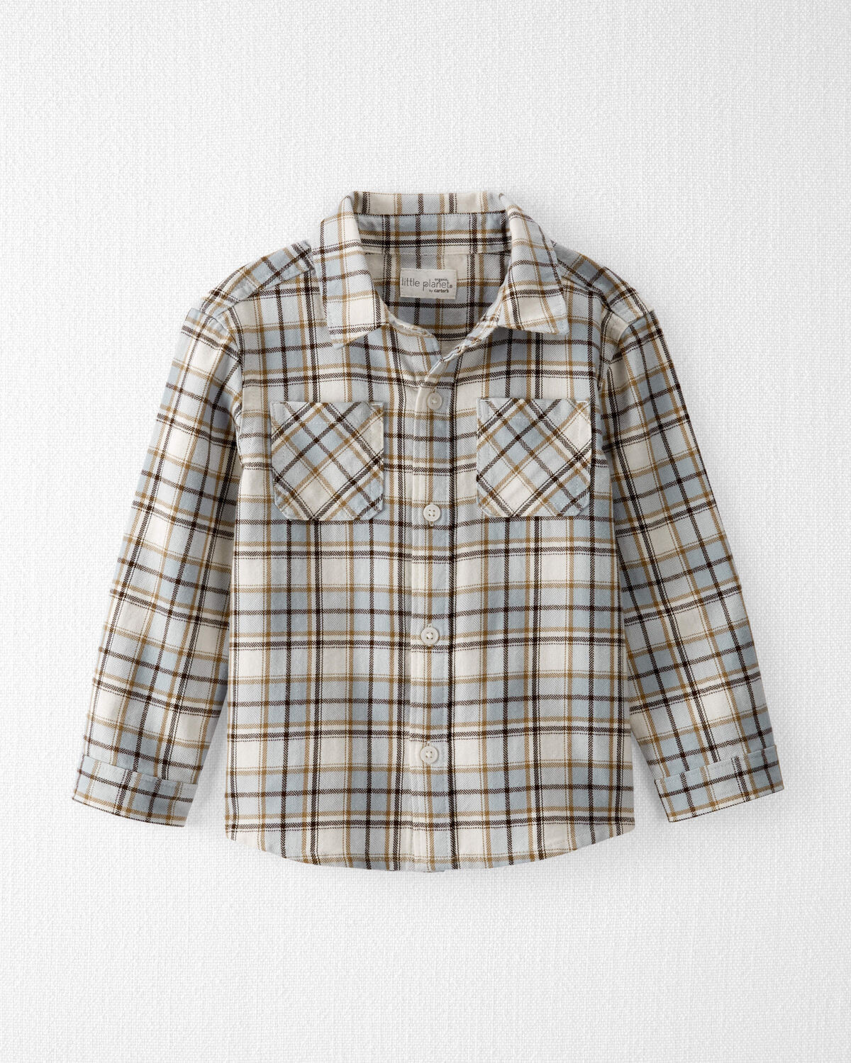 Toddler Organic Cotton Herringbone Plaid Button-Front Shirt - Little Planet | Carter's | Carter's