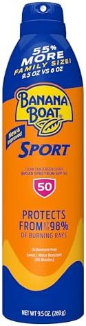 Banana Boat Sport Ultra SPF 50 Sunscreen Spray, 9.5oz, Banana Boat Sunscreen Spray SPF 50, Oxyben... | Amazon (US)