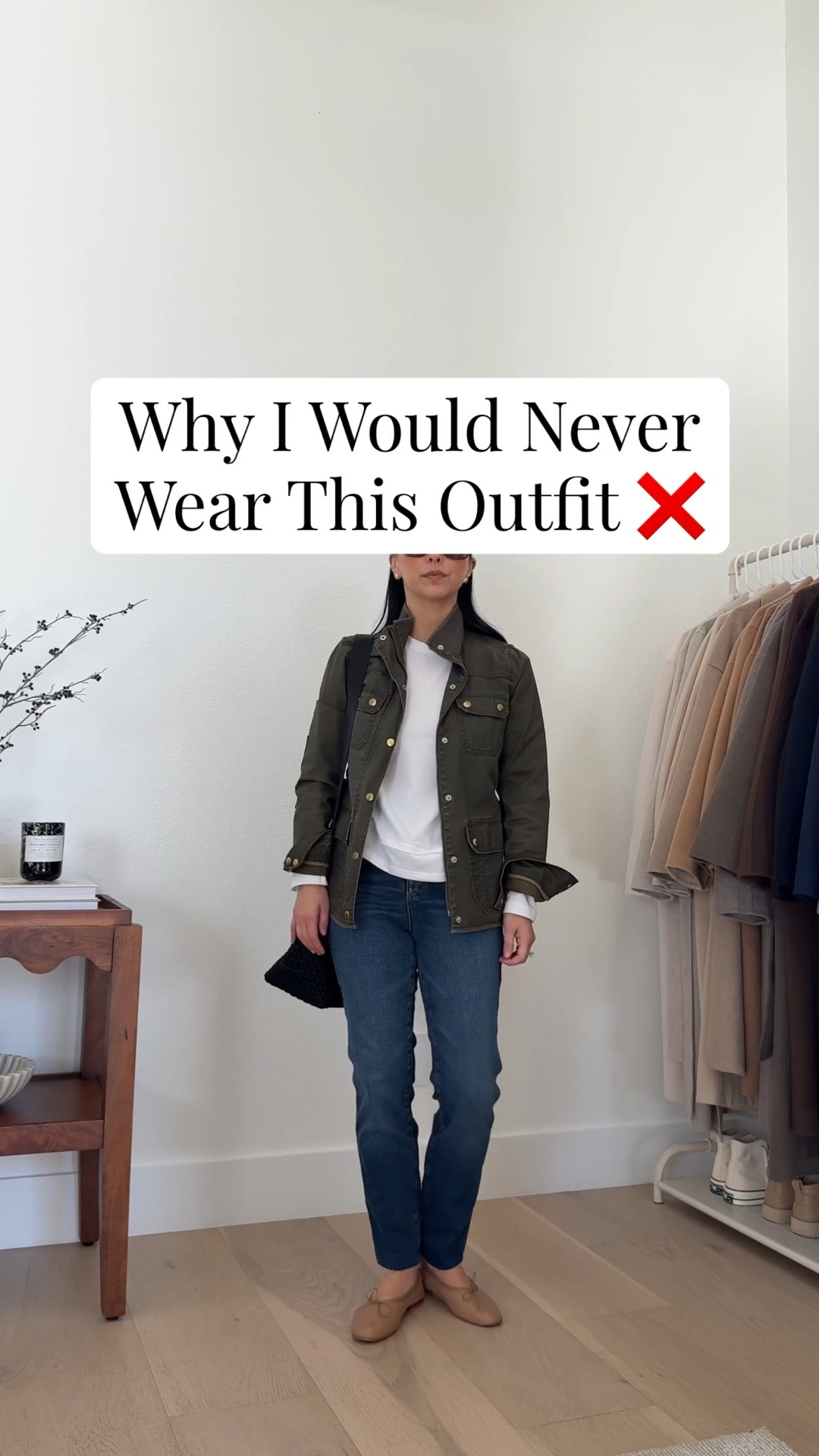 Why I would never wear this outfit ft. the utility jacket. 

Alex Mill jacket xs - old. Linking a few similar
Madewell tee xs
AGOLDE 90's Mid Rise Jeans 24 - Size down. Fits like a high rise
Madewell April flats 5.5 - old, linking similar
Liffner Hobo Pillow Bag 
Celine sunglasses
Quince earrings
Dorsey James Necklace 15"

Petite style 

#LTKPetite