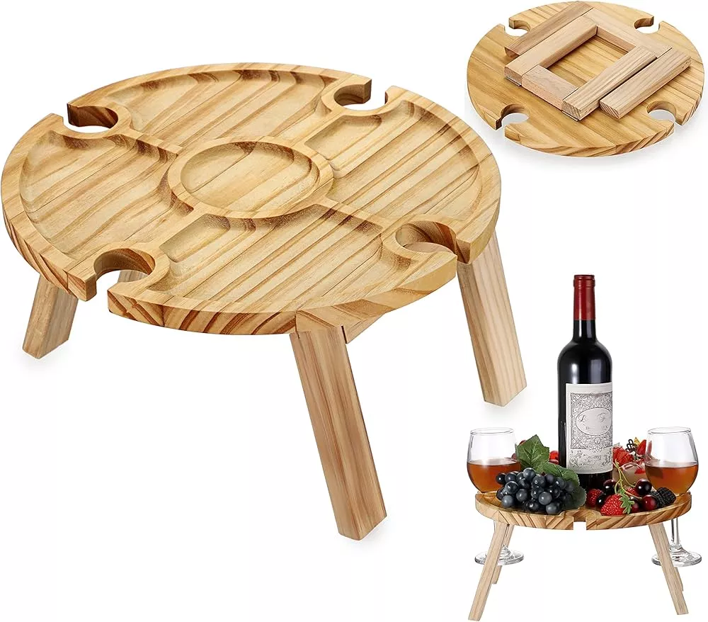 Wood Portable Wine Picnic Table