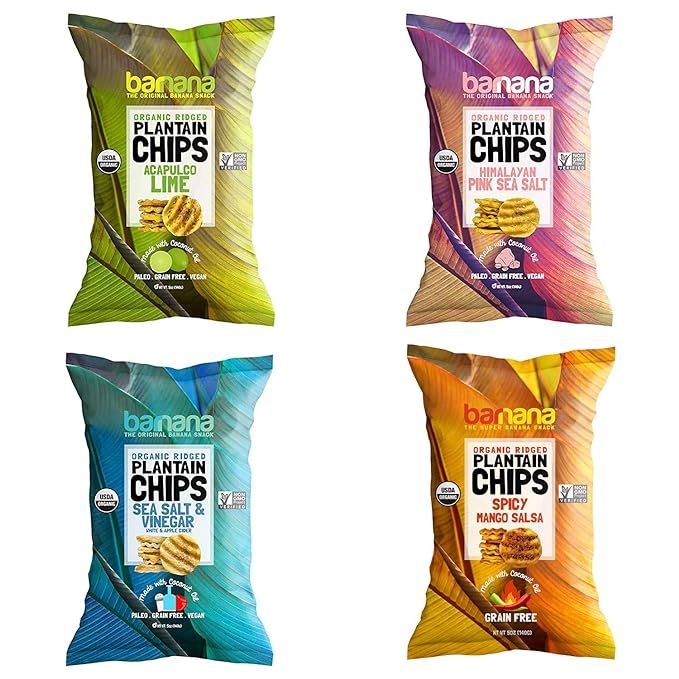 Barnana Organic Plantain Chips - Variety Pack - 5 Ounce, 4 Pack Plantains - Barnana Salty, Crunch... | Amazon (US)