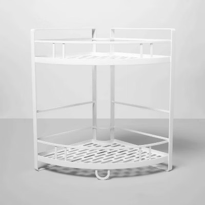 Punched Metal 2-Tier Corner Shelf White - Brightroom™ | Target