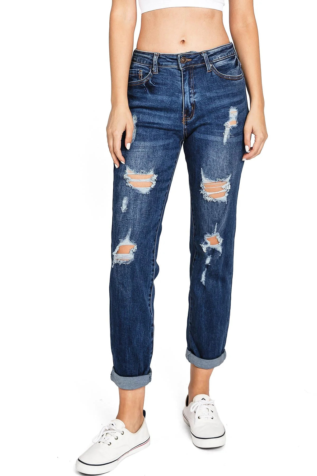 Wax Jean Women's Juniors High Rise Baggy Straight Leg Jeans (Dark, 13) | Walmart (US)