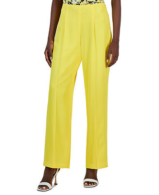 Women's Pleated Side-Zip Wide-Leg Pants | Macys (US)
