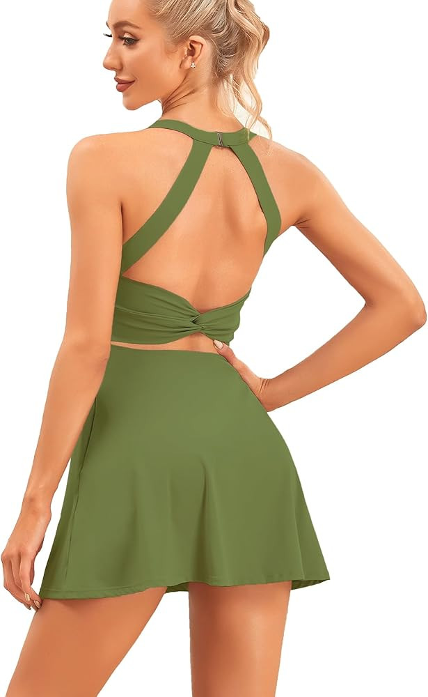 Womens Tennis Dress with Built in Shorts and Bra Workout Dress Golf Athletic Dress for Women | Amazon (US)