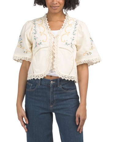 Short Sleeve Eyelet Top for Women | Cotton | Marshalls