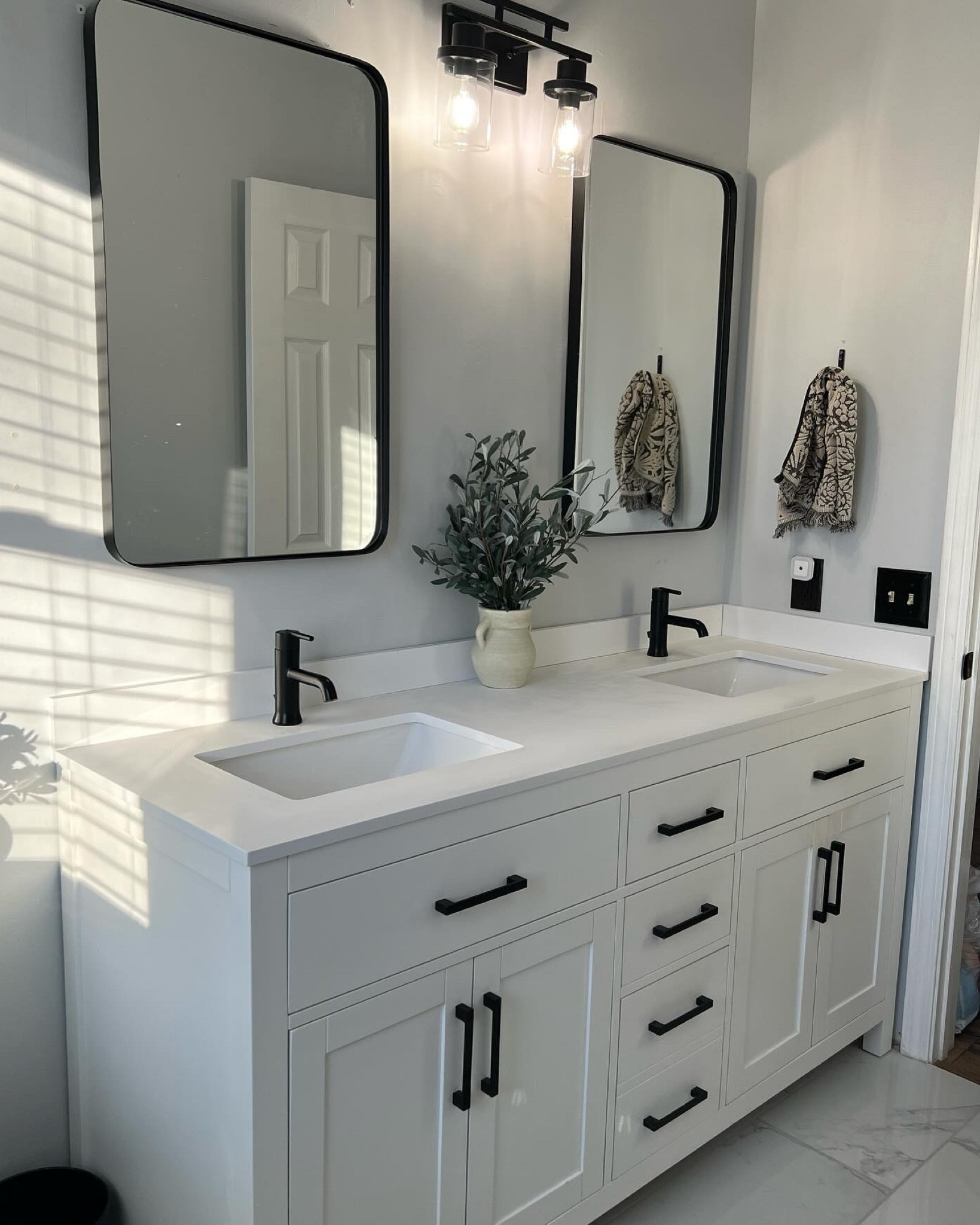 Sharing one last bathroom view before we tweak a few things. 🤍 

I had a real plant in here but it did not do well due to lighting conditions so this faux cutie has taken its spot 😍 - my plant is no longer sold but found one very similar!! 

#LTKfindsunder100 #LTKhome #LTKfindsunder50