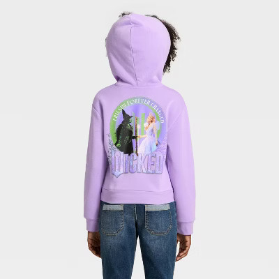 Girls' Wicked Back Graphic Hooded Fleece Sweatshirt - Purple S | Target