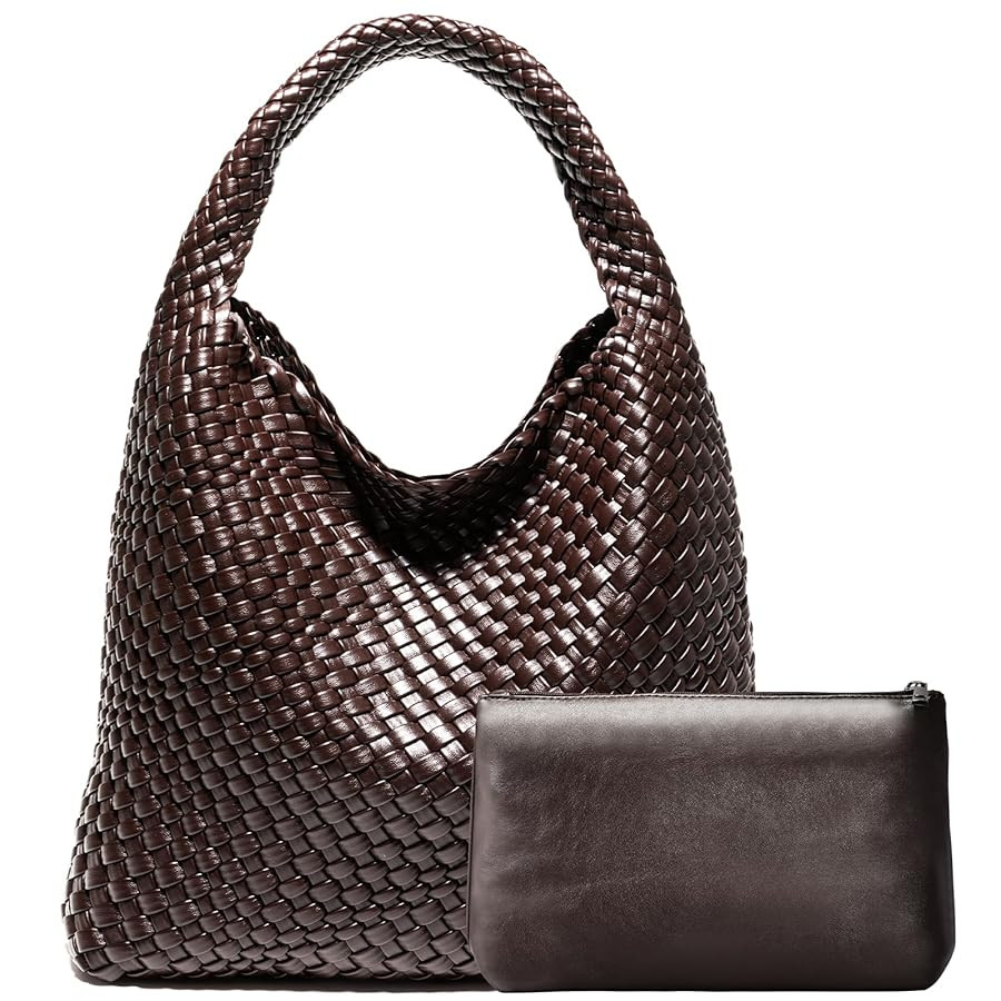 Woven Bag Purses and Handbags Woven Vegan Leather Tote Shoulder Top-Handle Bag With Purses for Wo... | Amazon (US)