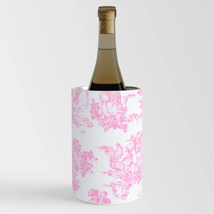 Pink Toile De Jouy Print Wine Chiller by Classic Sara | Society6 | Society6