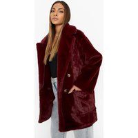 Womens Double Breasted Faux Fur Coat - Red - 10, Red | Boohoo.com (UK & IE)